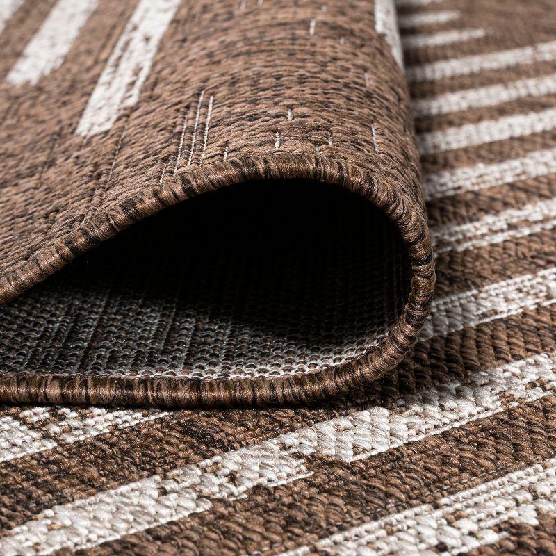 8'x10' Zolak Berber Stripe Geometric Indoor/Outdoor Area Rug, Brown/Beige - JONATHAN Y
