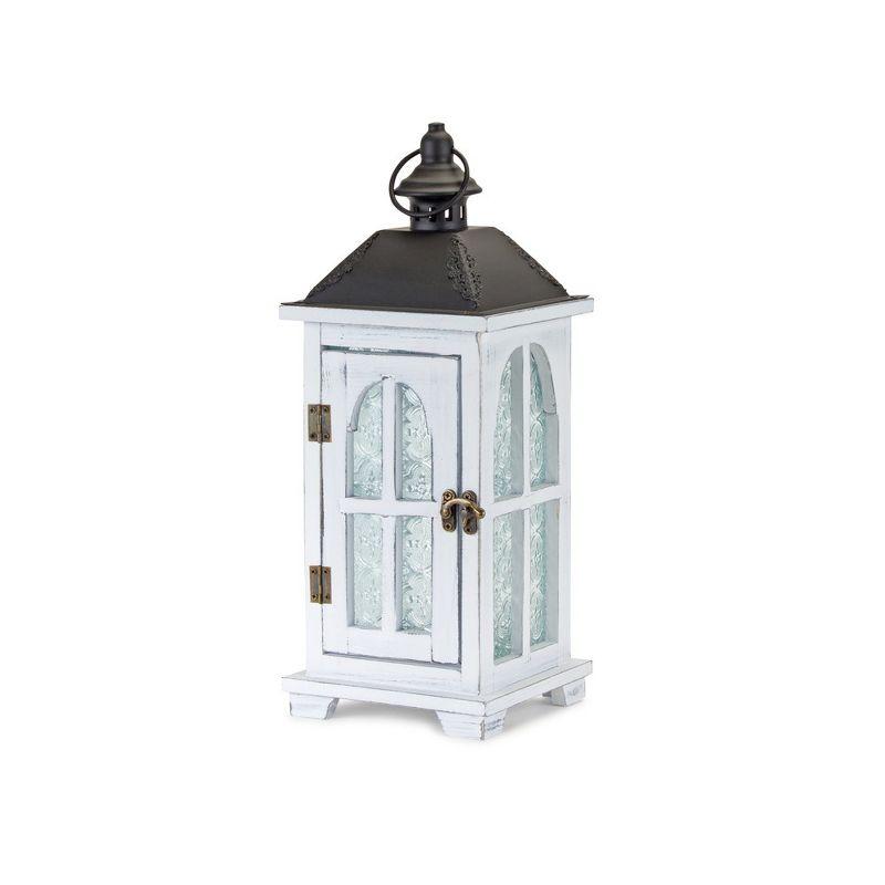 Melrose Wood Lantern with Frosted Glass (Set of 2)