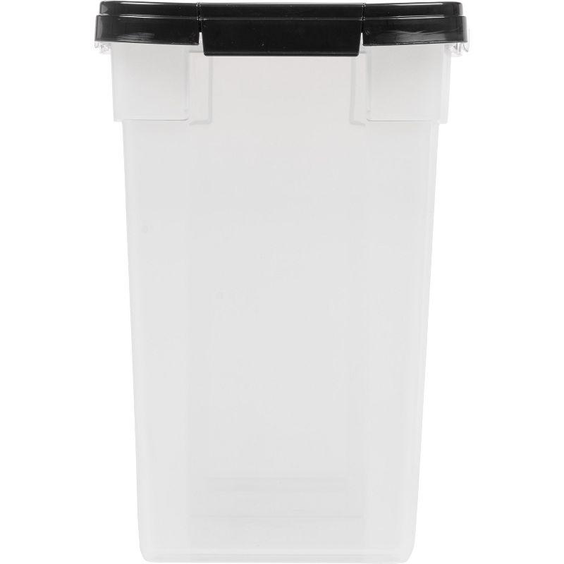 IRIS USA 10 Lbs / 12.75 Qt WeatherPro Airtight Pet Food Storage Container, Clear/Black