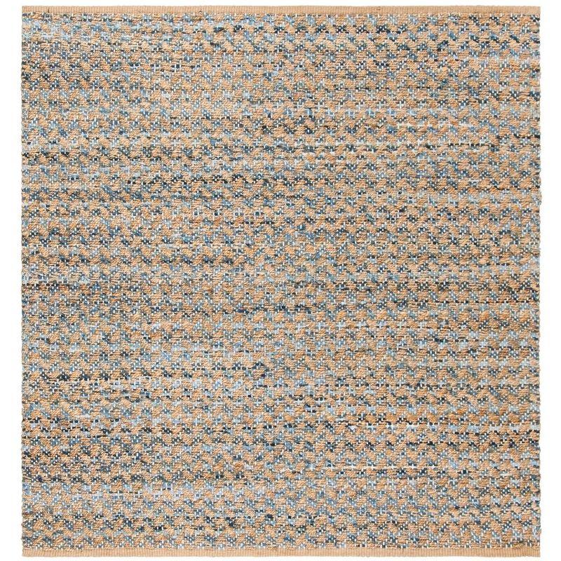 Reinheimer Hand Woven Jute/Chindi/Cotton Rug in Blue/Natural