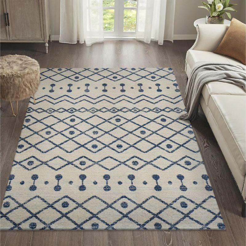 Aksil Moroccan Cream and Navy 5 x 8 Area Rug