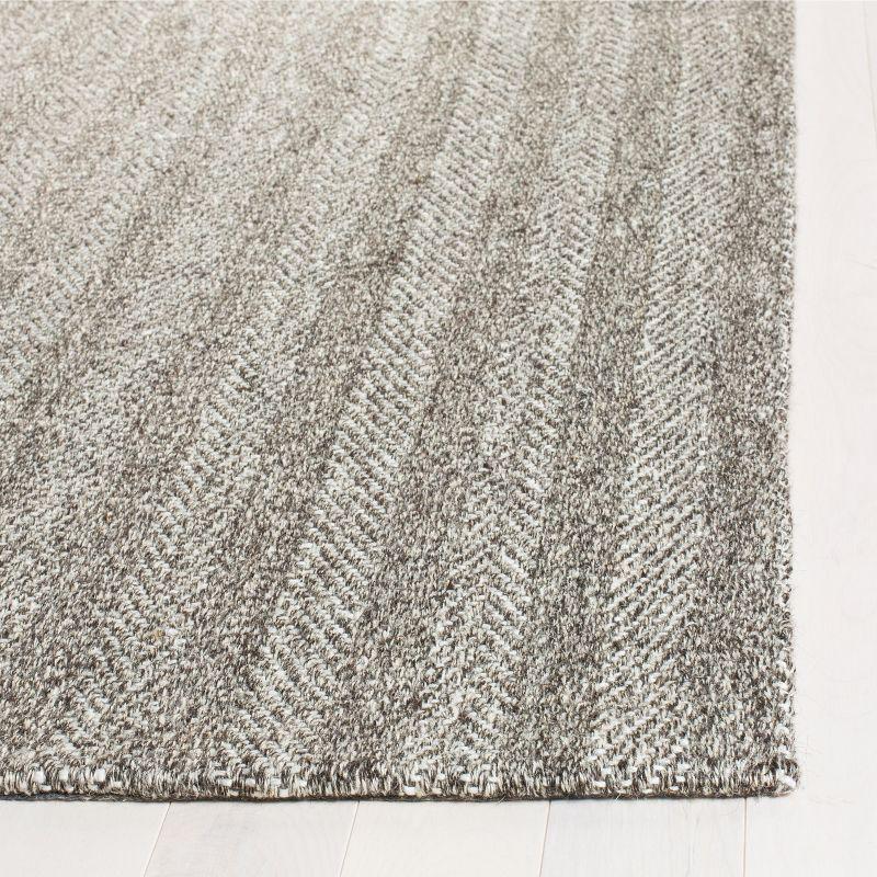 Gray Hand-Knotted Wool and Viscose Rectangular Rug