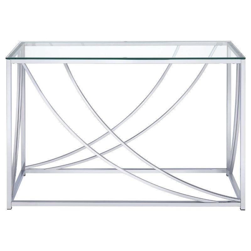 Lille Console Sofa Table with Glass Top Chrome - Coaster