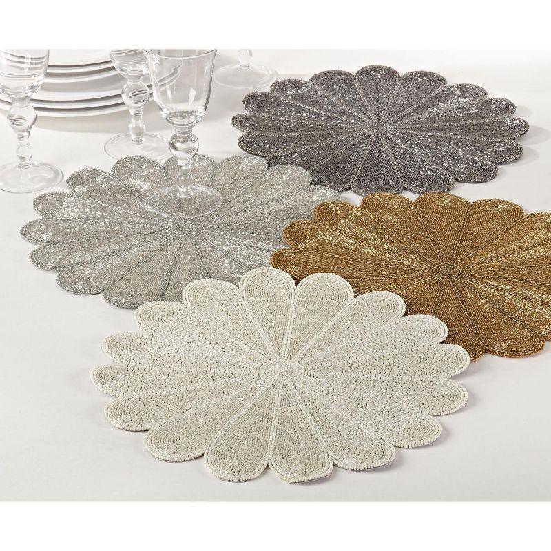 Saro Lifestyle Flower Design Beaded Placemat (Set of 4)