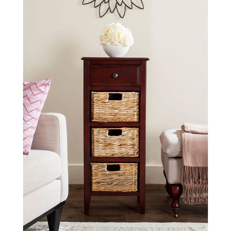 Transitional Cherry Wood Side Table with 4-Drawer Storage