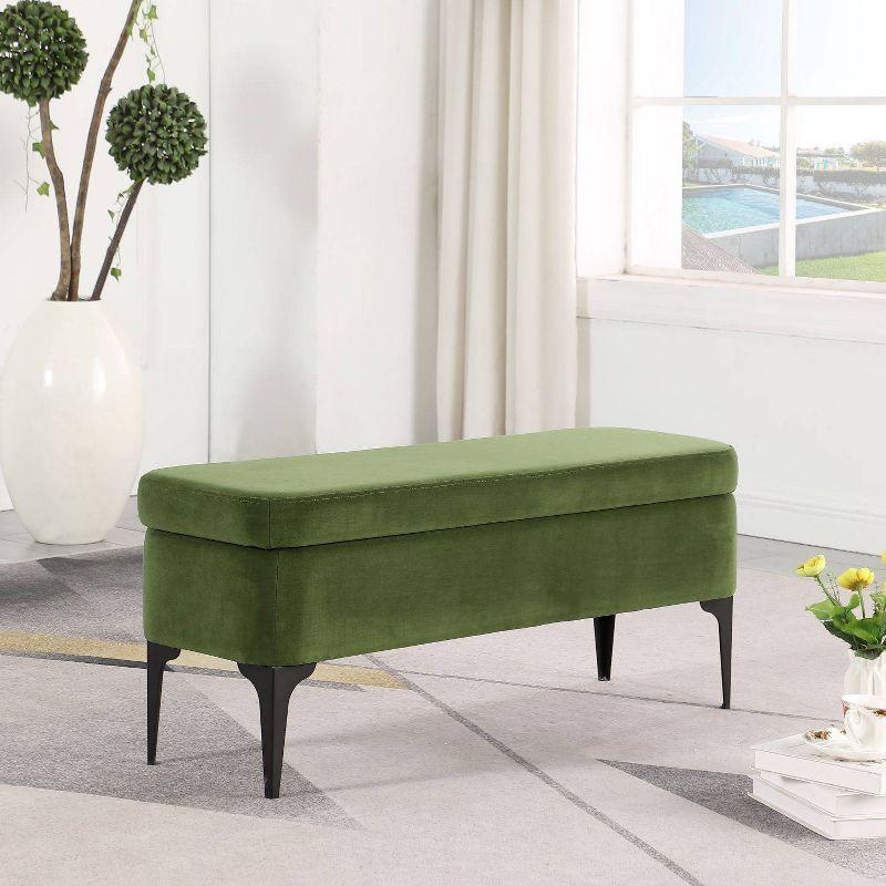 Large Modern Storage Bench Green Velvet - HomePop