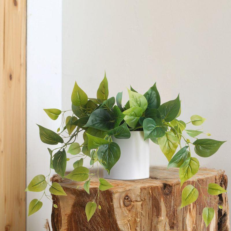 Forever Leaf Artificial Ivy Foliage Plant in White Ceramic Pot, Indoor Artificial Plant for Home Decor