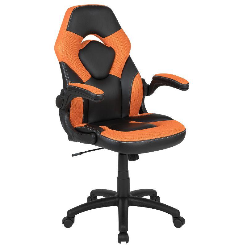 Black Nylon High-Back Ergonomic Gaming Chair with Flip-Up Arms