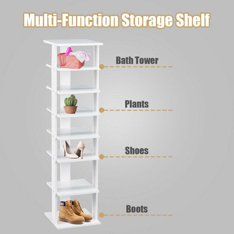 Costway Wooden Shoes Storage Stand 7 Tiers Shoe Rack Organizer Multi-shoe Rack Shoe box White/Black