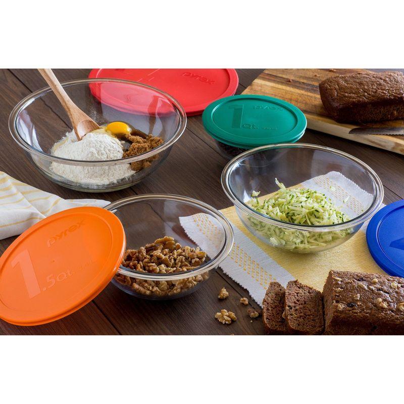 Pyrex 8-Piece Glass Mixing Bowl Set with Colorful Lids