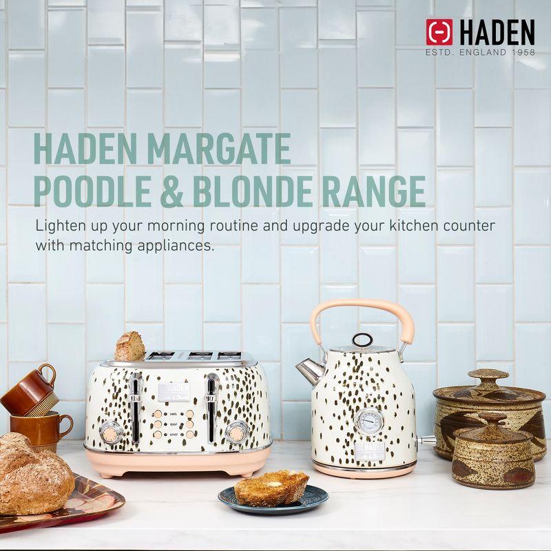 Haden Margate Poodle and Blonde Electric Kettle 1.7 Liter Cordless Stainless Steel with Tottenham Dalmatian Print and Auto Shut Off, Multicolor