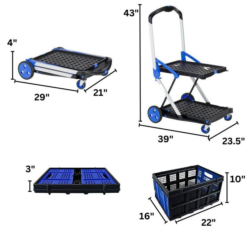 Magna Cart 2-Tier Black and Blue Folding Utility Cart