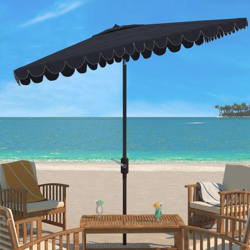 Venice Navy and White 6.5 x 10 Ft Rectangle Crank Umbrella