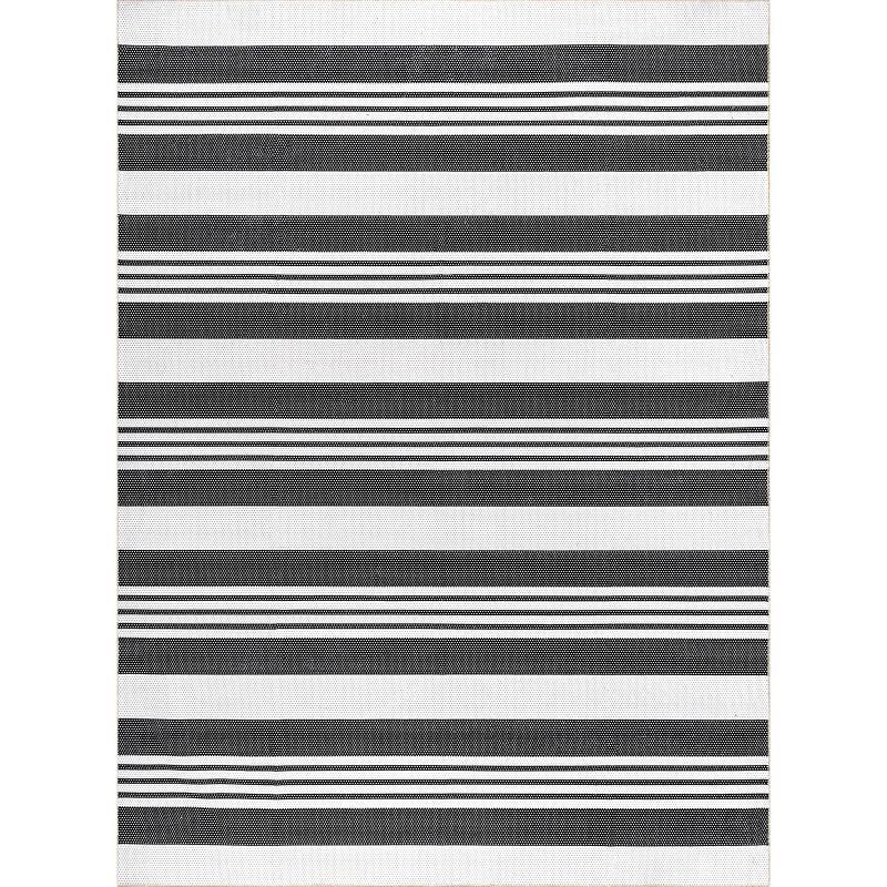 Nuloom Lena Machine Washable Striped Indoor Area Rug, Gray, 5'x8'