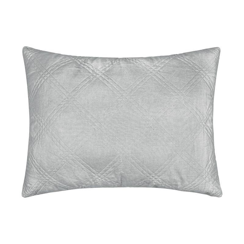 Light Gray Quilted Cotton and Linen Standard Sham