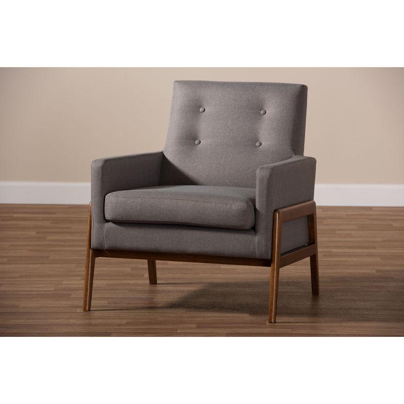 Perris Mid-Century Modern Gray Faux Leather Wood Accent Chair