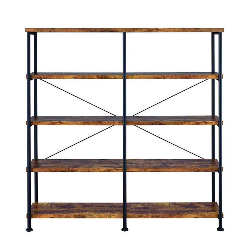 Vintage Industrial Nutmeg Brown Wood & Metal 4-Tier Bookshelf