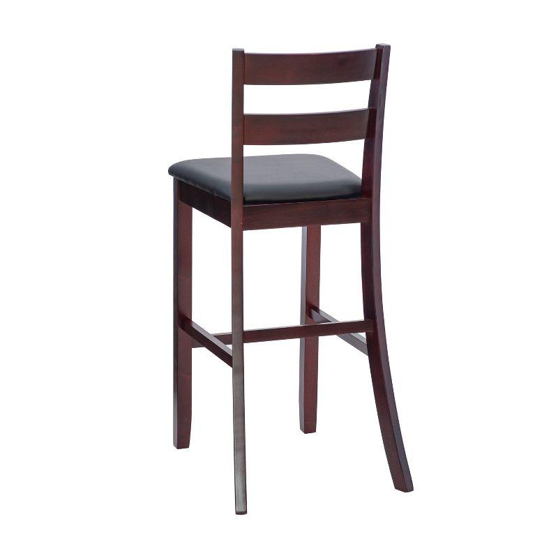 Torino 31" Ladder Back Merlot Wood & Brown Faux Leather Barstool