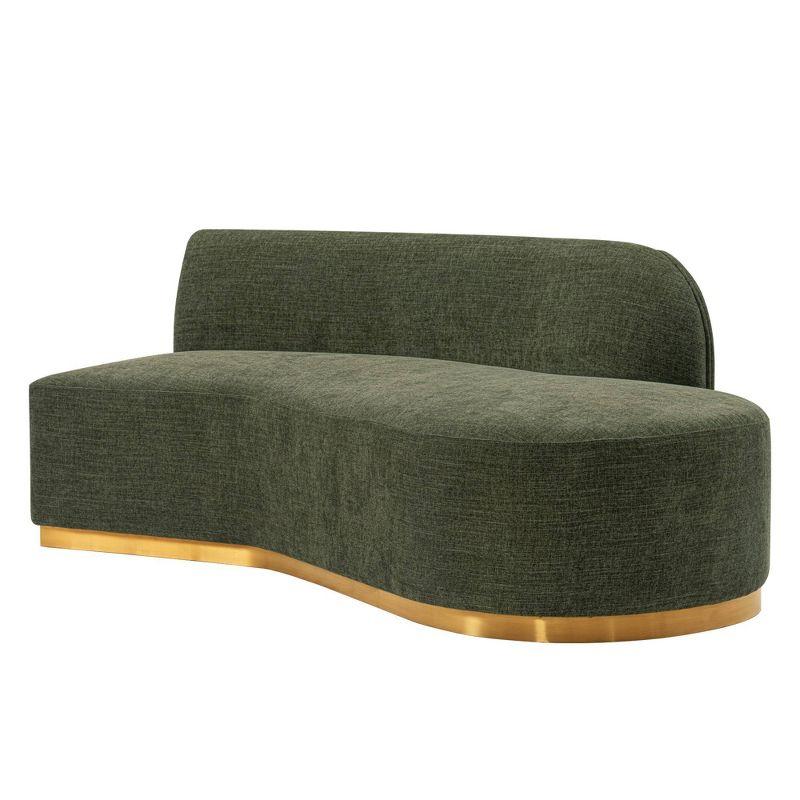 131.89" Daria Linen Upholstered Sofa Sectional with Pillows Olive Green - Manhattan Comfort