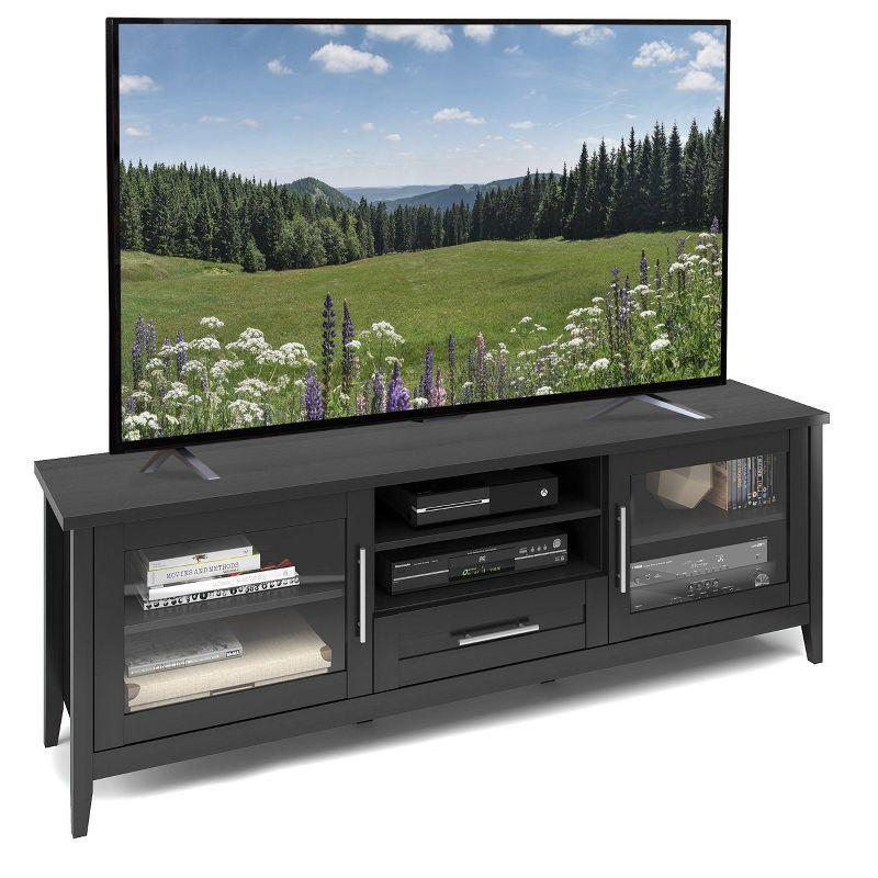 Jackson 71" Black Wood Grain TV Stand with Cabinets