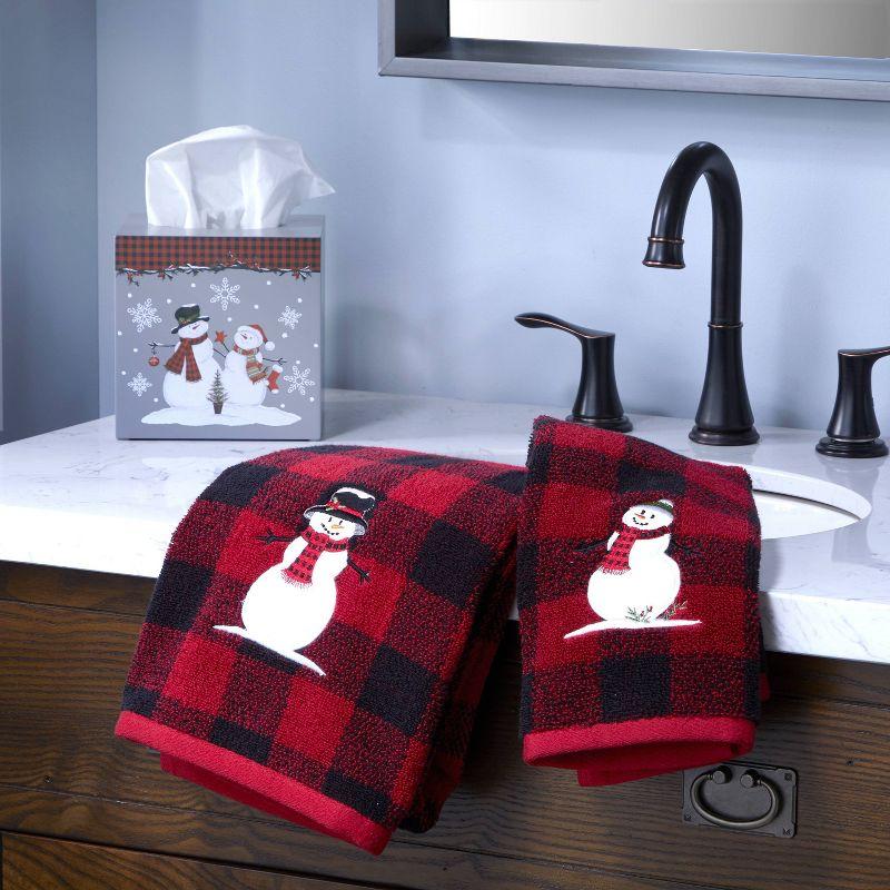 SKL Home 2pc Woodland Winter Hand Towel Set Red : Microfiber, Machine Washable, Non-Slip Backing