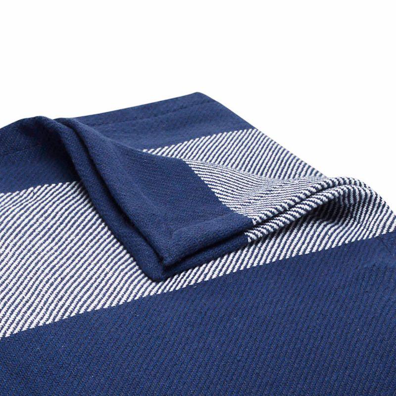 Boylston Navy and White Full Cotton Reversible Blanket