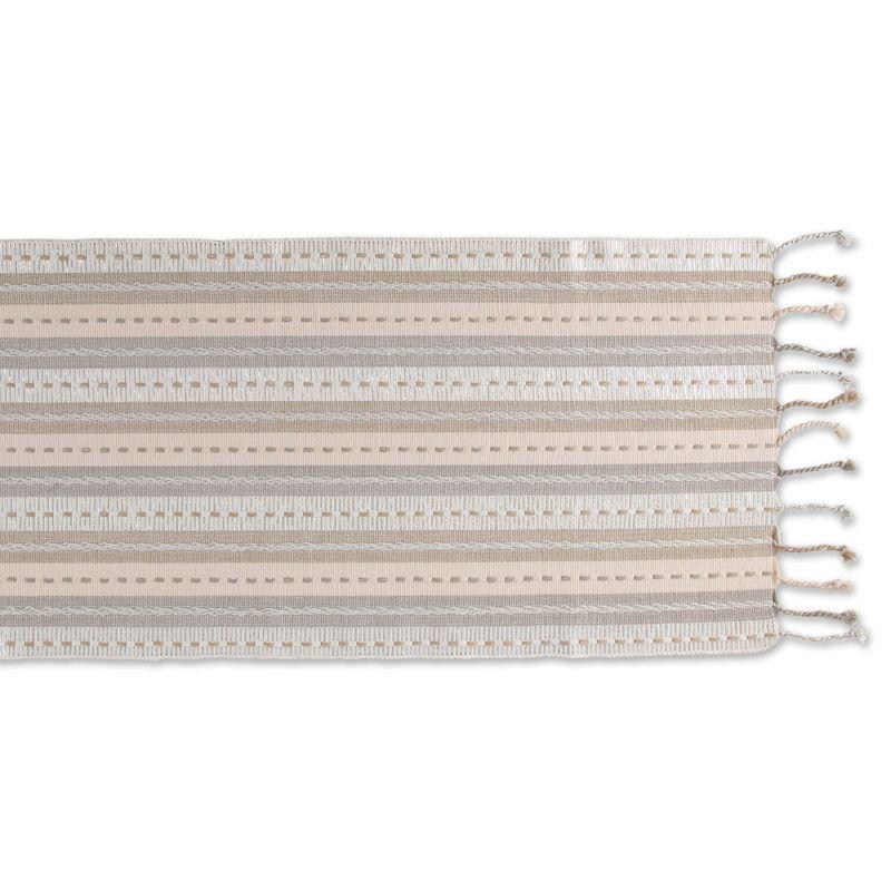 Design Imports  Natural Tonal Stripe With Fringe Table Runner 14X72