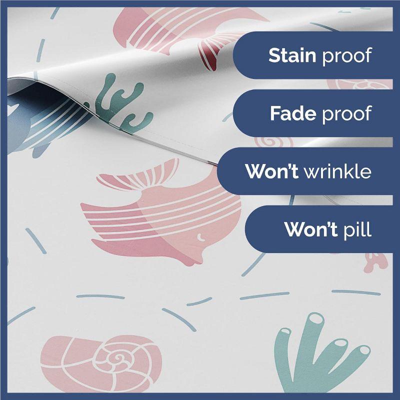 CGK Linens Kids 4 Piece Bed Sheet Set - Cute & Cozy Wrinkle-Resistant with Vibrant Designs in Fish BWP, Size Queen