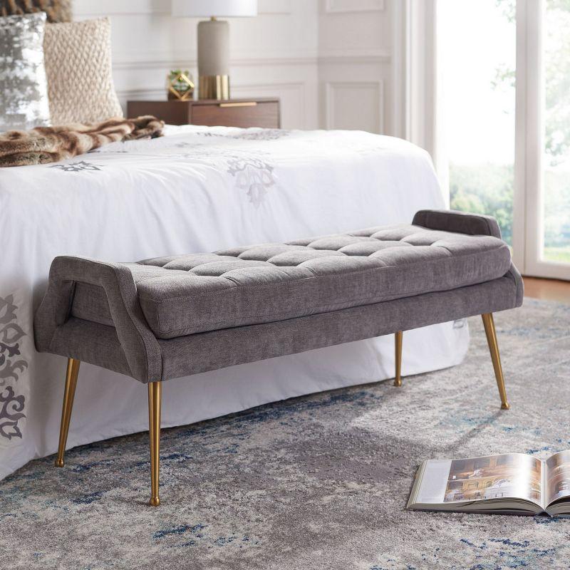 Everdeen Bench  - Charcoal/Gold - Safavieh