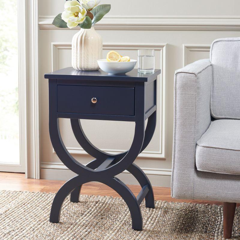 Maxine Accent Table With Storage Drawer - AMH6608G - Navy - Safavieh Couture