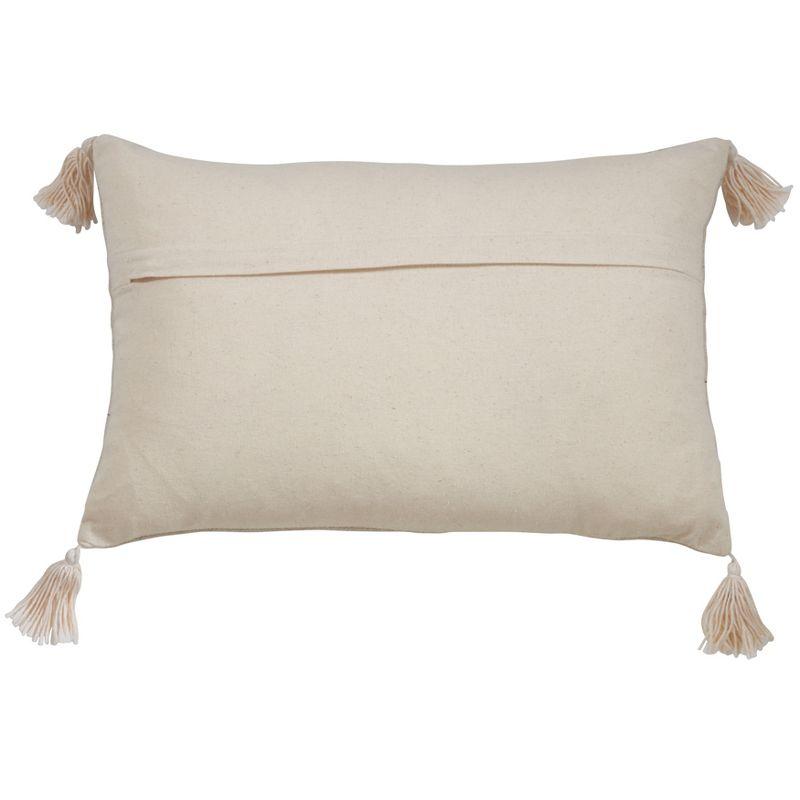 Natural Cotton Rectangular Throw Pillow with Tassels