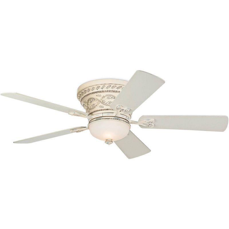 Casa Vieja 52" Ancestry Vintage Antique Indoor Ceiling Fan 5 Blade LED Light Remote Control French White Finish Bedroom Living Room Kitchen Hugger