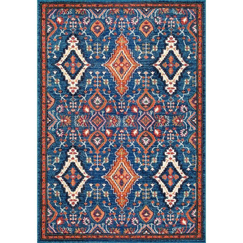 4'x6' Diamond Elayne Area Rug - nuLOOM: Geometric Blue, Low Pile, Indoor, Machine Made, Polypropylene