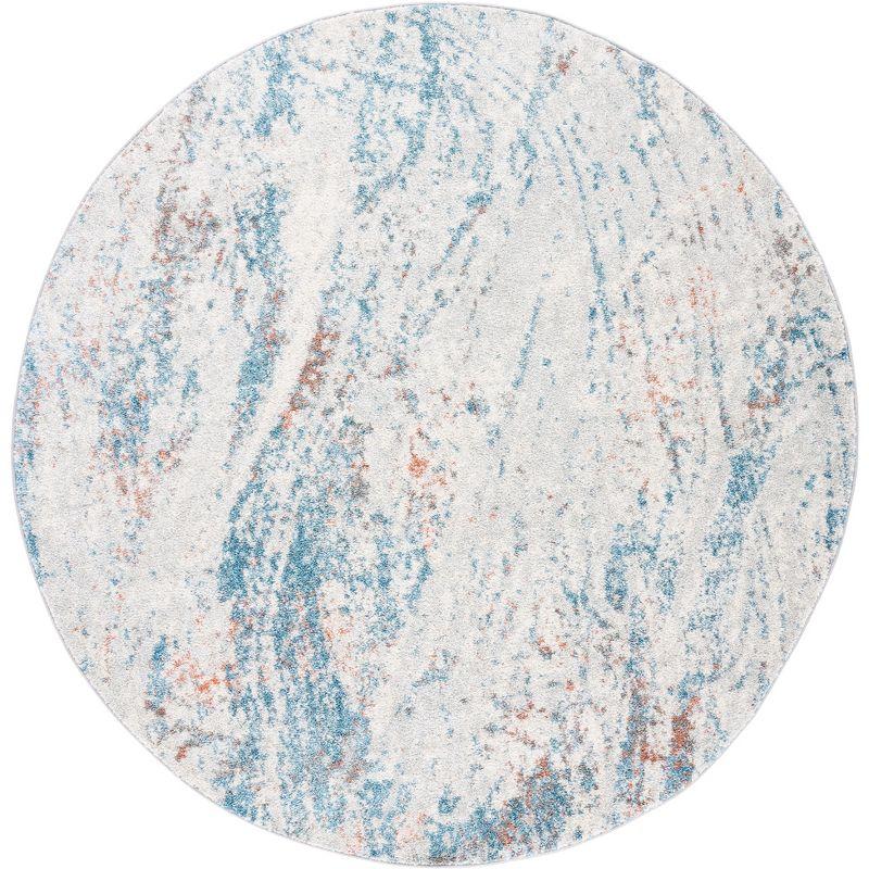 Tulum TUL210 Power Loomed Area Rug - Ivory/Blue - 3' round - Safavieh.