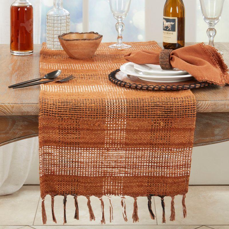 Saro Lifestyle Vintage Rustic Plaid Table Runner, Orange, 16"x72"