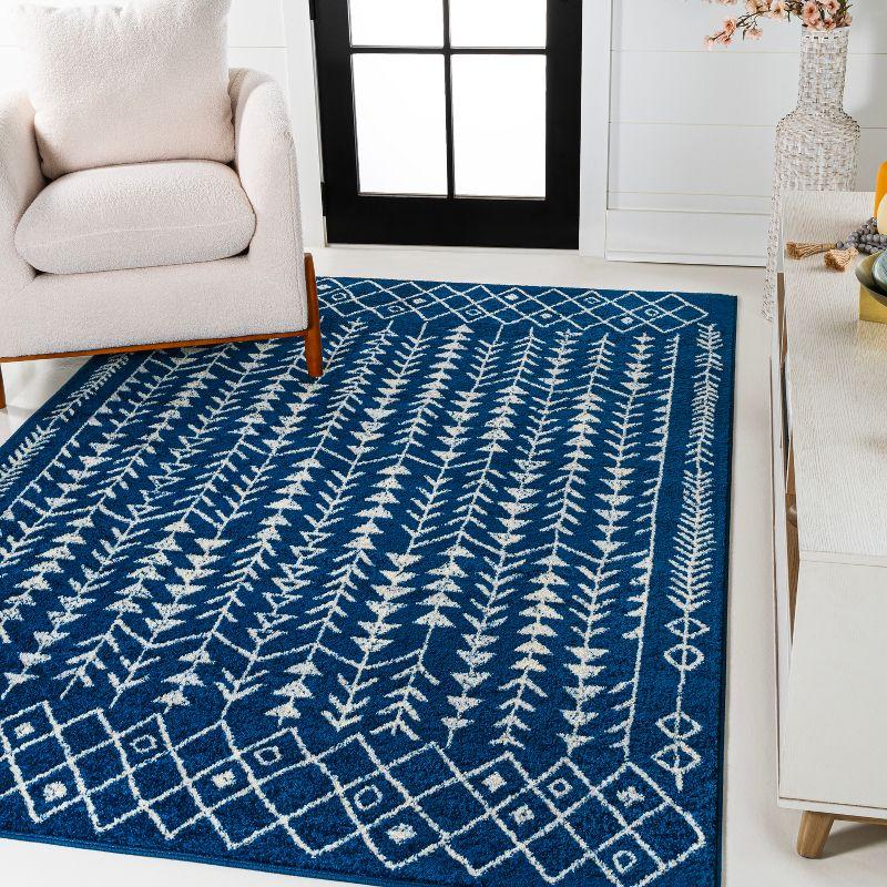JONATHAN Y Ziri Moroccan Geometric Navy/Cream 3 ft. x 5 ft. Area Rug