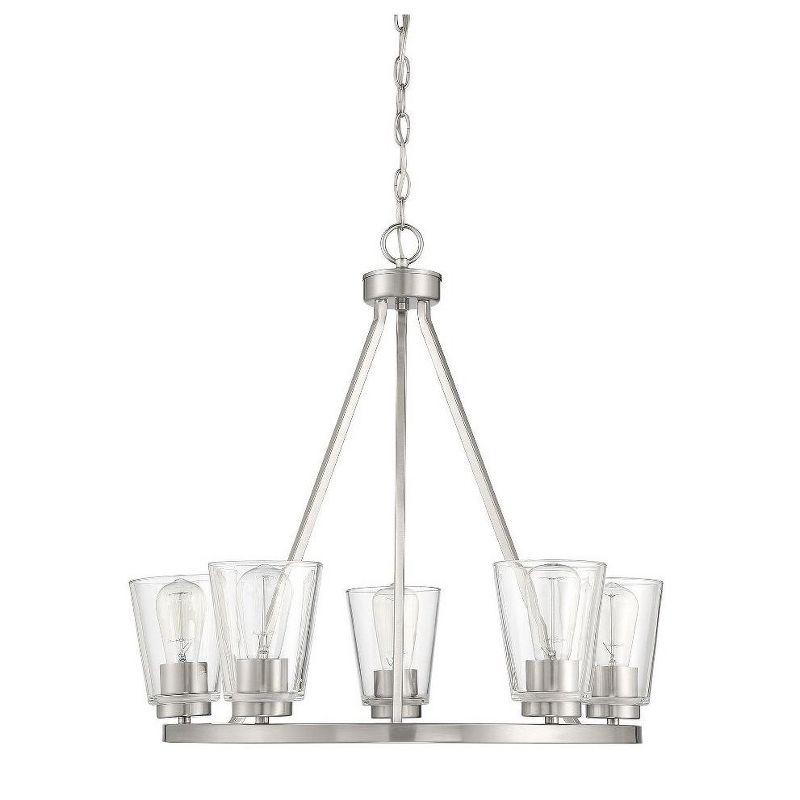 Calhoun Satin Nickel 5-Light Chandelier with Clear Glass Shades