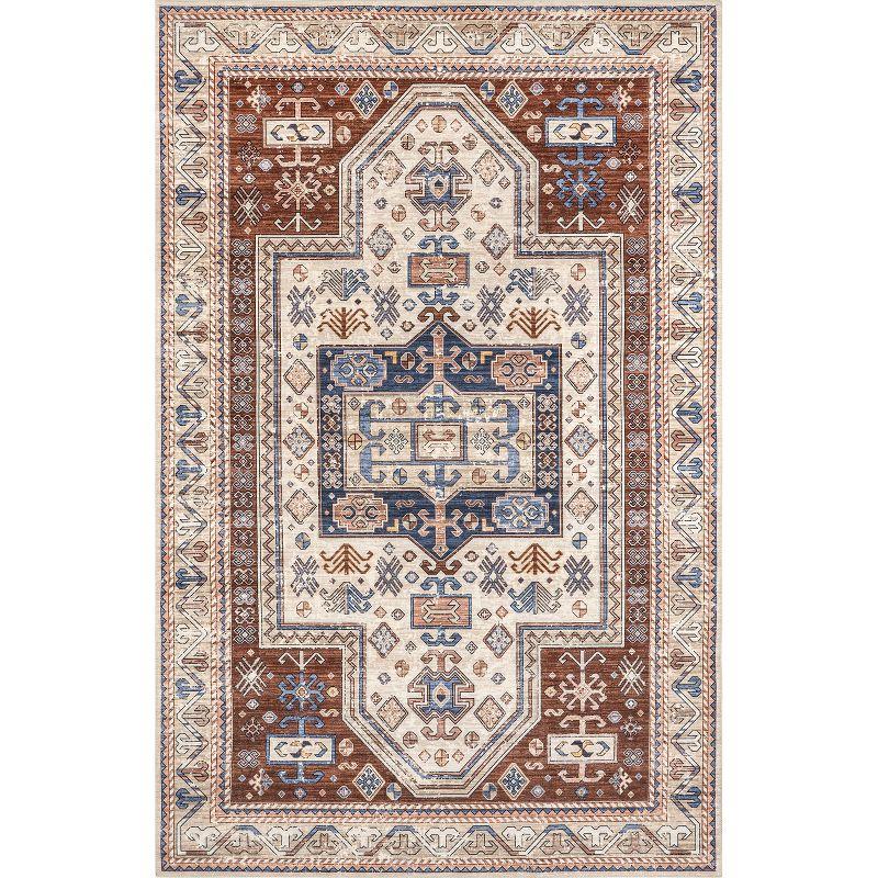 Nuloom Órla Bordered Pet Friendly Machine Washable Area Rug, 4' x 6', Rust