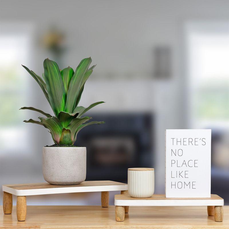 AuldHome Design Rectangular Farmhouse Wooden Risers Set of 2; Rustic Decorative Pedestal Stands w/ Mango Wood and Enamel