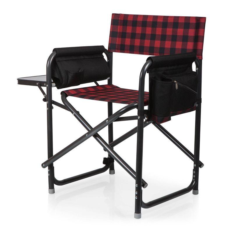 Red & Black Buffalo Plaid Aluminum Outdoor Director's Chair with Side Table