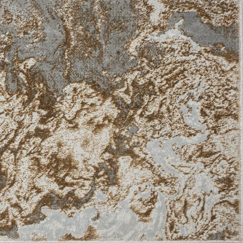 Beige Marble Swirl Abstract 6' x 9' Synthetic Area Rug