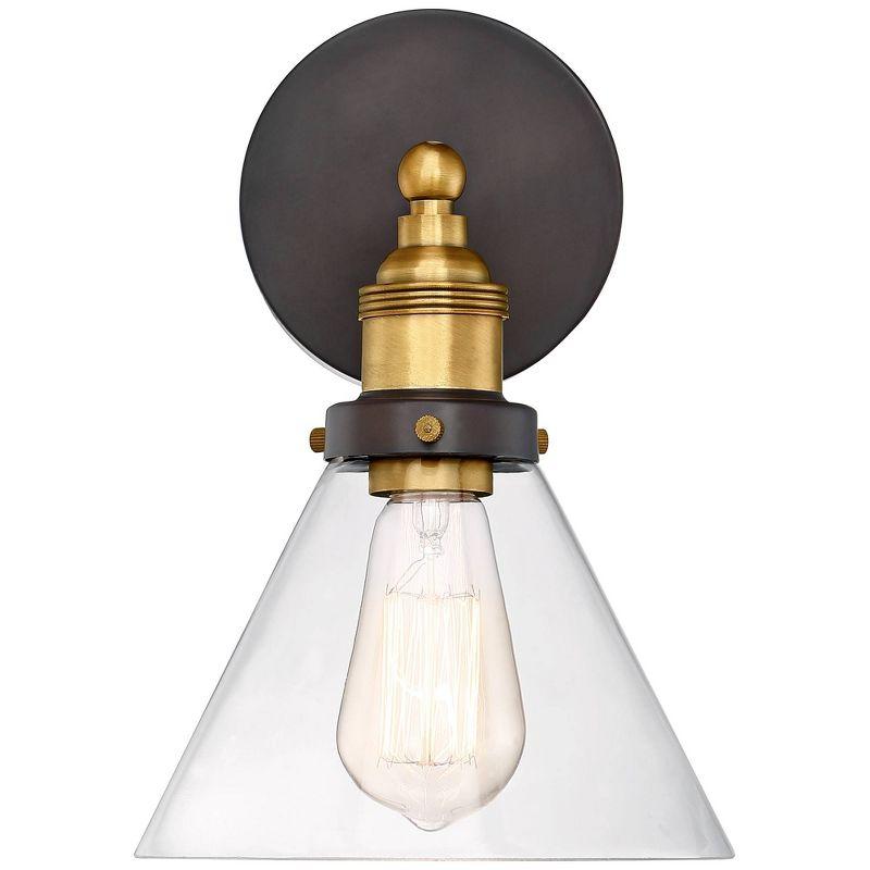 360 Lighting Burke Industrial Modern Wall Light Sconce Dark Bronze Brass Hardwire 7 1/4" Fixture LED Clear Glass for Bedroom Bathroom Living Room