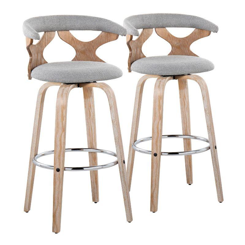 Set of 2 Gardenia Barstools White Wash/Light Gray - LumiSource: Upholstered, Swivel, Foam-Filled, Contemporary Design