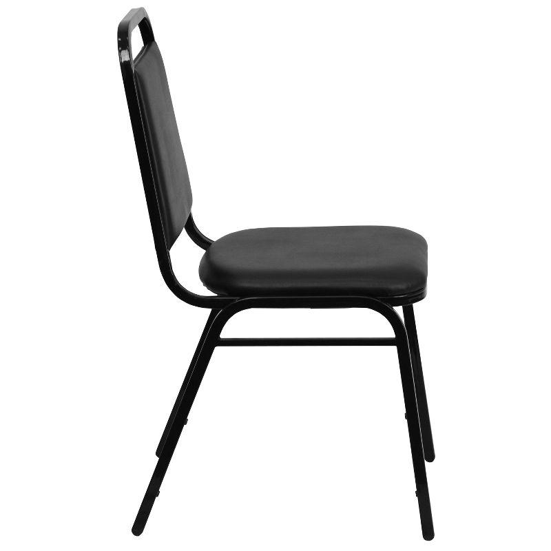 Elegant Trapezoidal Back Banquet Chair in Black Vinyl with Metal Frame