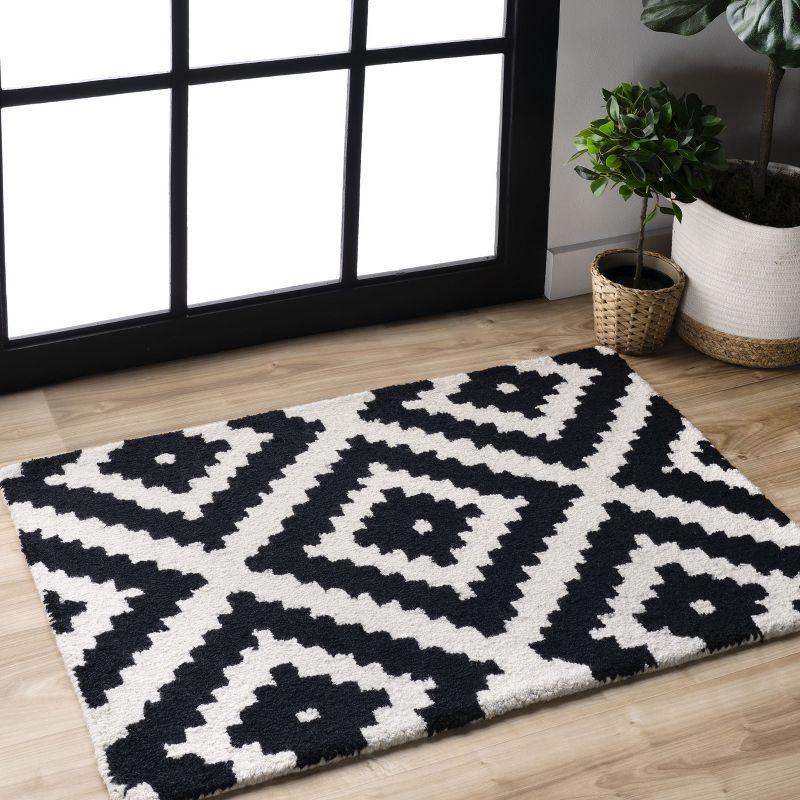 Nuloom Kellee Geometric 3x5 Wool Accent Indoor Area Rug for Living Room Bedroom Dining Room Entryway Kitchen, Beige/Brown