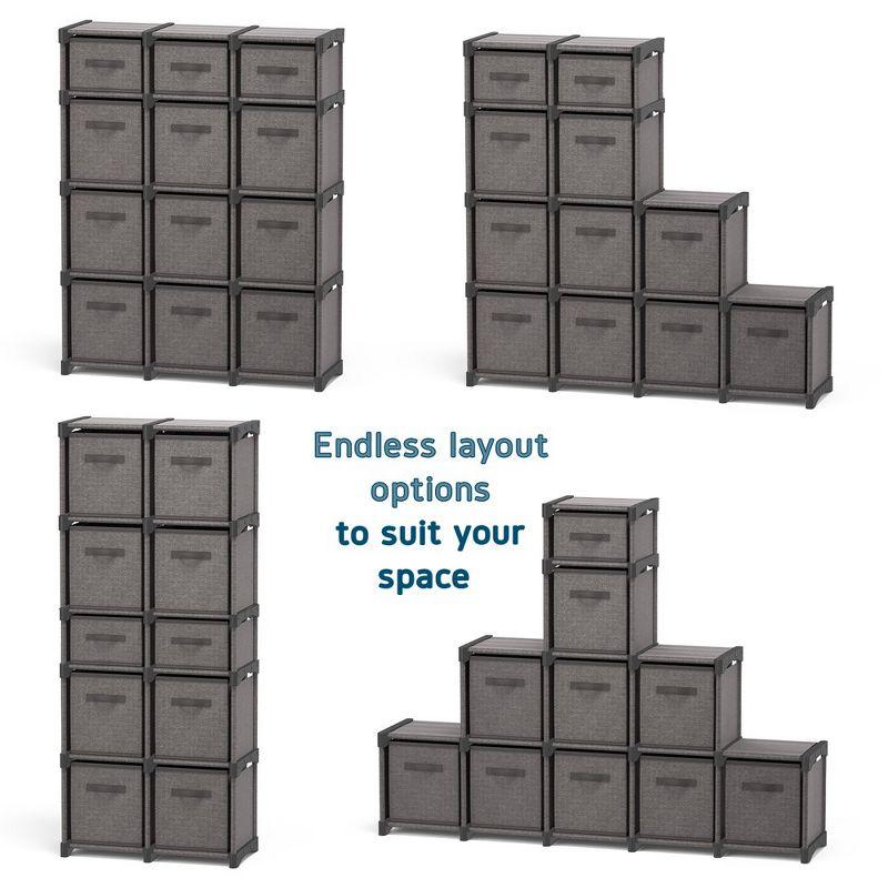 Nestl Cube Organizer Shelves With Cubby Bins, 6 PC DIY Cube Storage Shelves with Cubbies Storage Bins - Gray