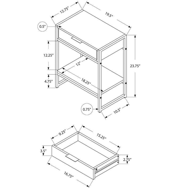 Monarch Specialties ACCENT TABLE - 24H / GREY / CHROME METAL