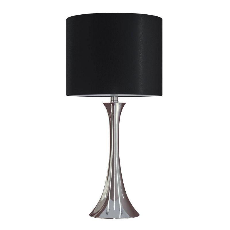 LumiSource (Set of 2) Lenuxe 24" Contemporary Metal Table Lamps Polished Nickel with Black Silk-like Shade from Grandview Gallery