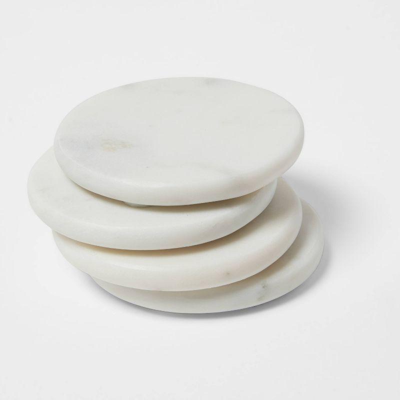 White Round Marble Coasters Set of 4