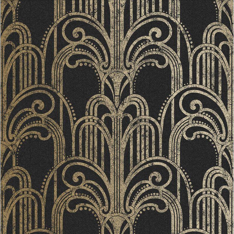 Art Deco Black and Gold Geometric Paste the Wall Wallpaper